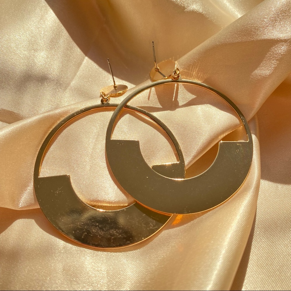 Unique Design//Mirror Hoop Earrings - Picture 3 of 7